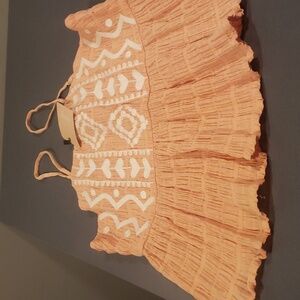 Womans med tank top with beige stitching.  By together. Cute little top. Orange